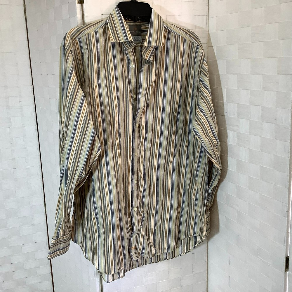 thomas dean button down dress shirt size Large